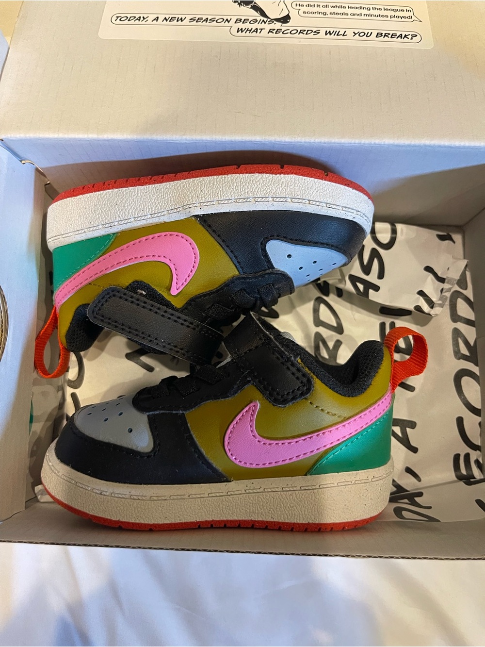 Nike Kids Black, Pink & Green High-Top Sneakers